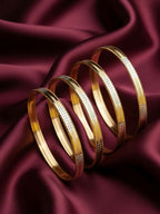 NVR Women Set of 4 Gold Plated CZ Toned Bangle - Distacart