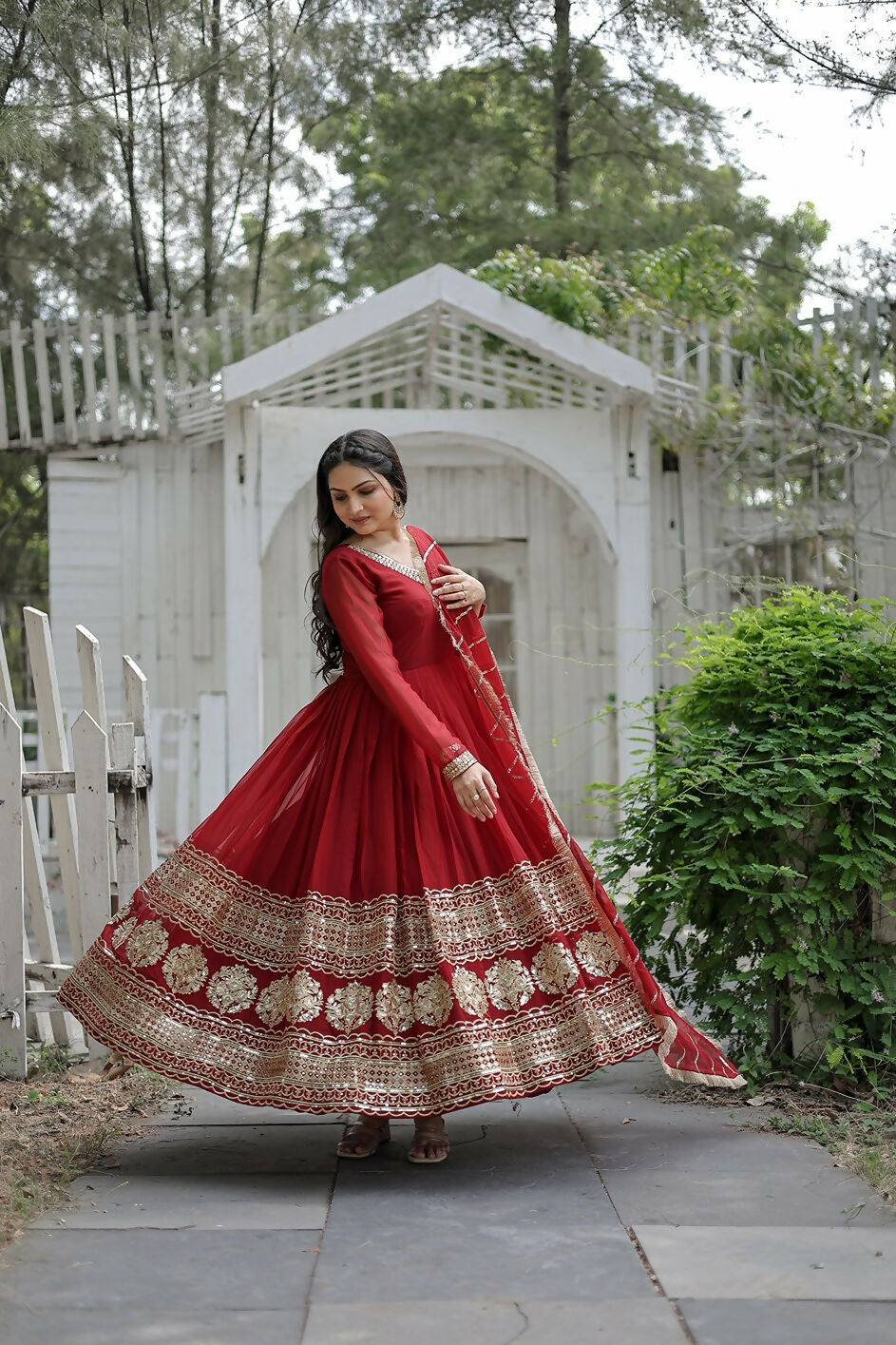 Joban Fashion Maroon Georgette Sequence Embroidery Work Kurta Set - Distacart
