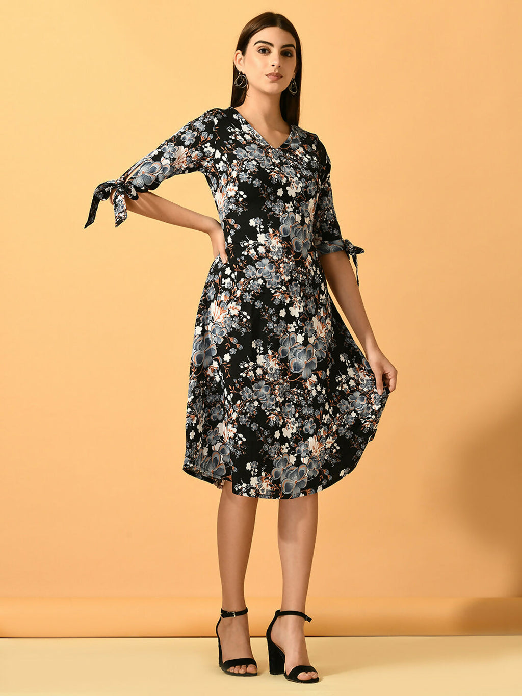 Myshka Women's Black A-Line Party Dress - Distacart