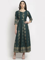 Rudra Bazaar Gold Printed Flared Anarkali kurti - Distacart