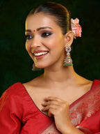 Ruby Raang Gold Polished Kundan Work Multi-Color Diamond And Stone Jhumka Earrings - Distacart