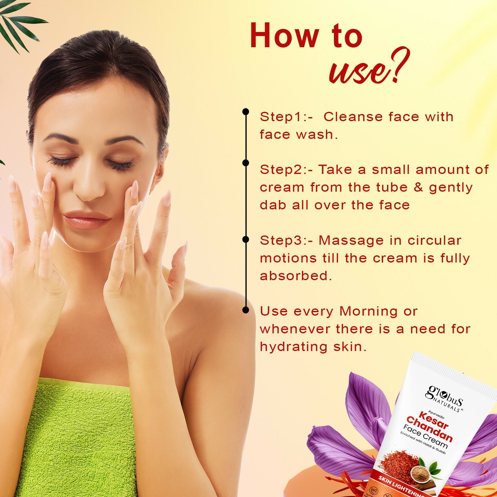 Globus Naturals Daily Glow Kesar Chandan Face Cream with SPF, Skin Lightening Formula For All Skin Types - Distacart