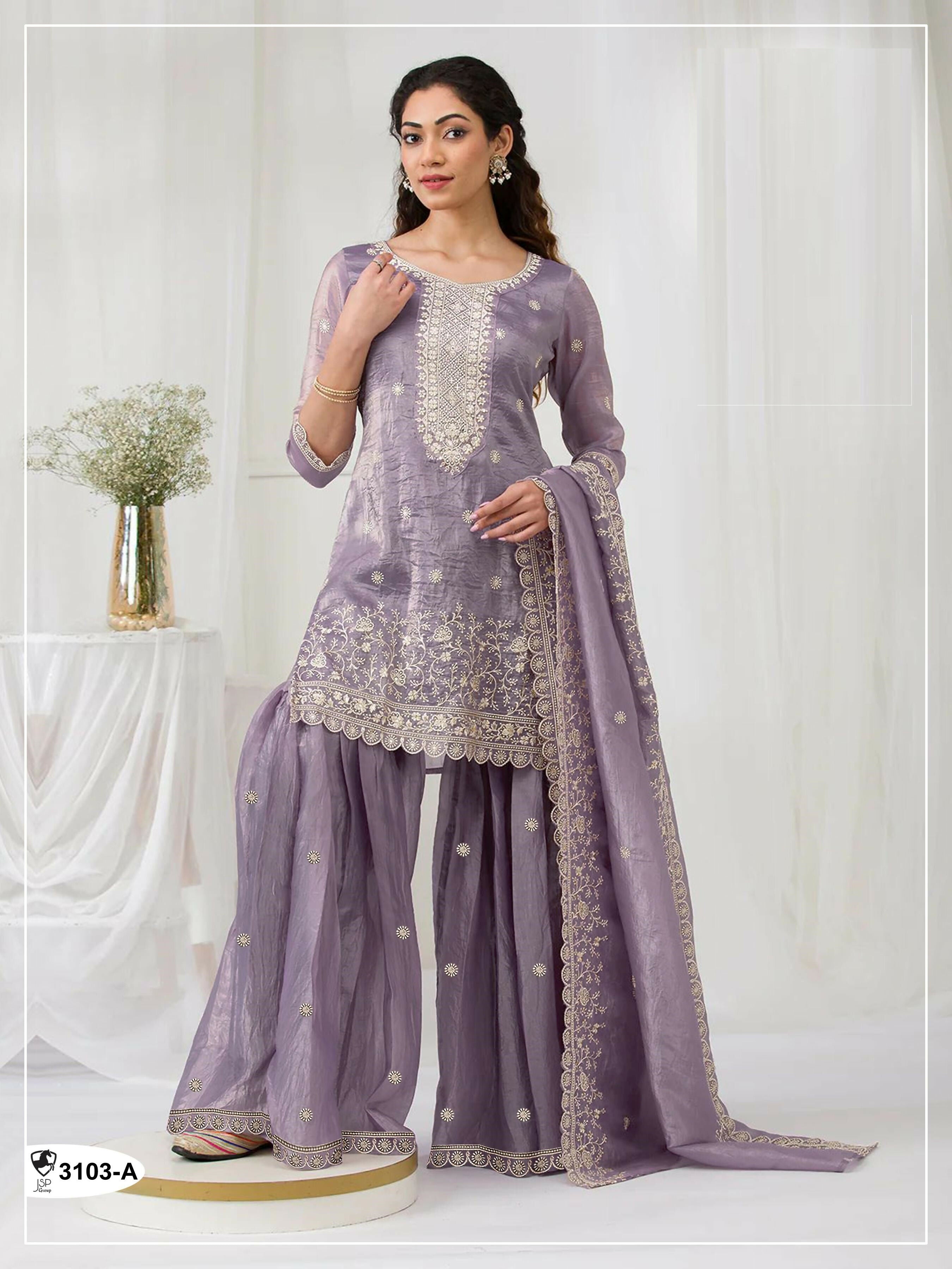 Anaita Lavender Gold Crush Stitched suit with heavy embroidery work - Distacart