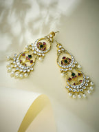 Nuyug 22K Gold-Plated Kundan Studded & Pearl Beaded Layered Chandbalis - Distacart