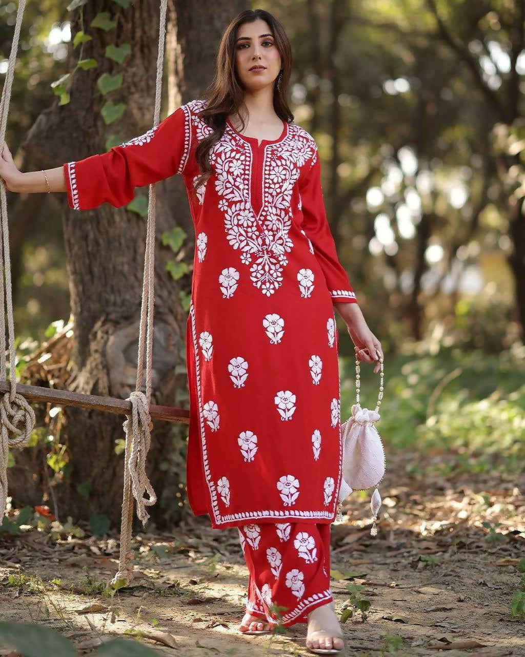 Joban Fashion REd Kurta Set Rayon Embroidery Sequence Work - Distacart