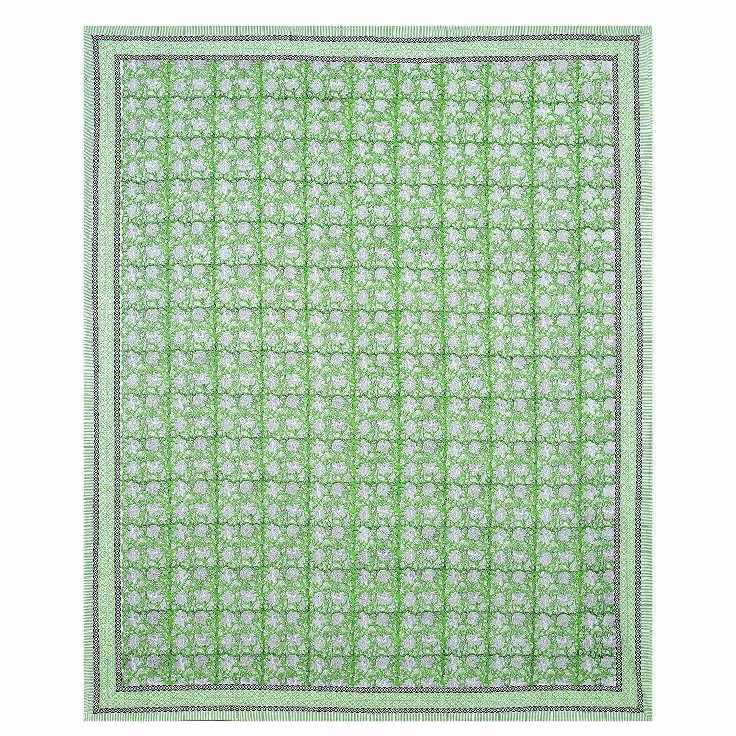 Hand Block Printed Jaipuri Double 90x108 Inches Bedsheet/Bedspread with 2 Pillow Covers