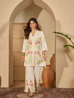 Joban Fashion Women Cream Roman Silk Embroidered Stitched Kurta Set - Distacart