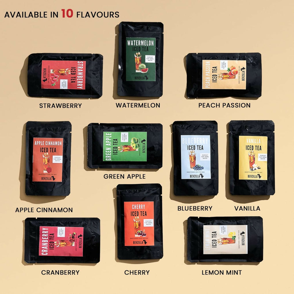 Bevzilla Instant Iced Tea Powder - Assorted 10 Flavours - Distacart
