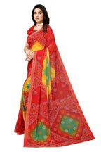 Vamika Ethnic Fire Red Printed With Lace Saree - Distacart