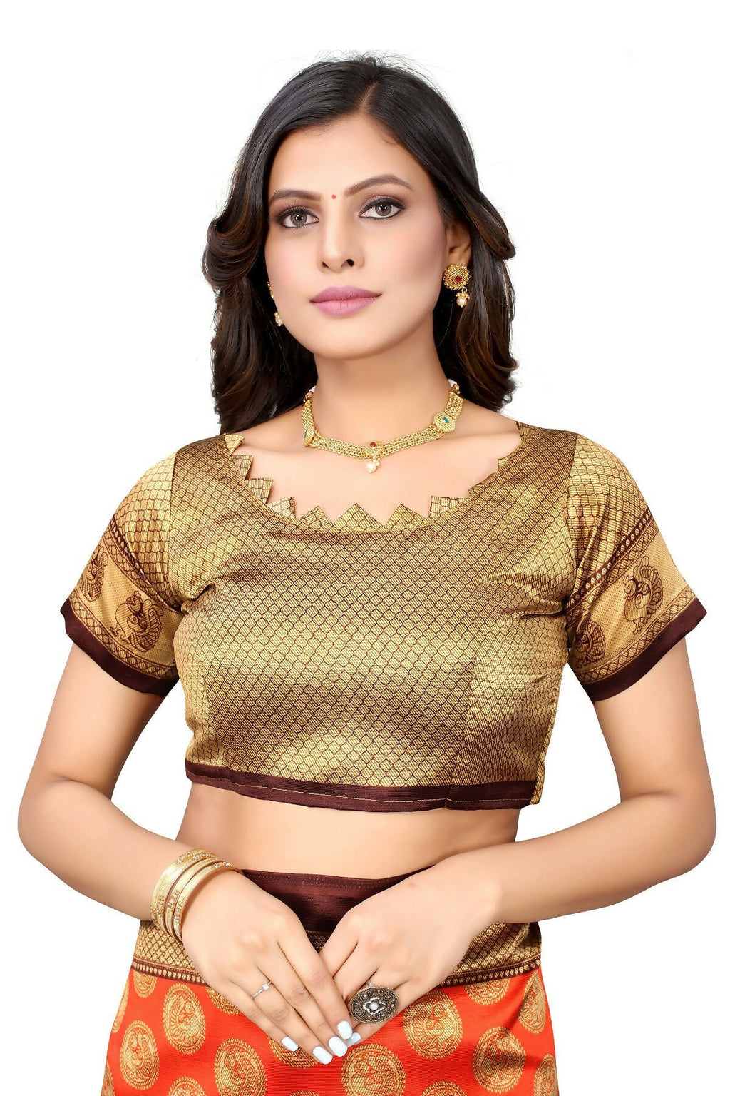 Vamika Orange Printed Art Silk Saree