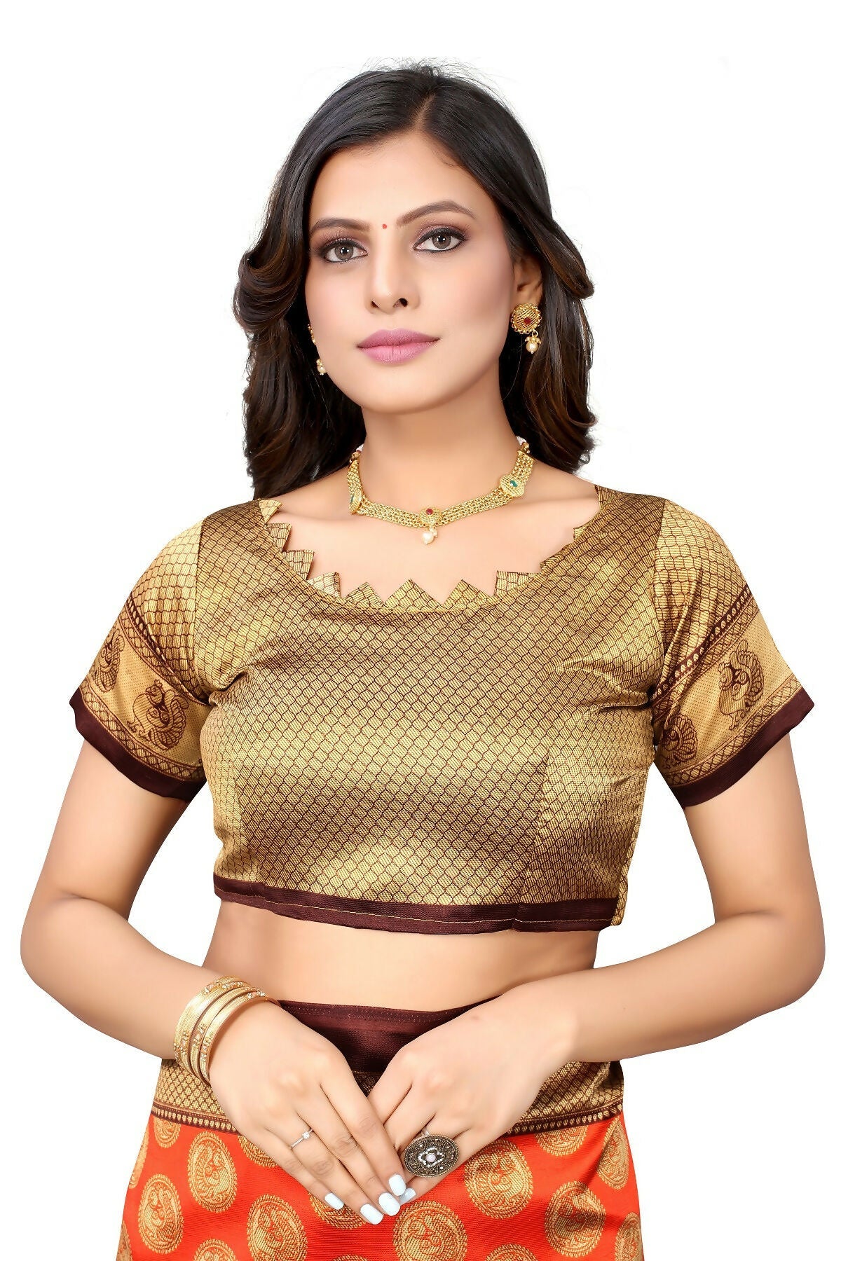 Vamika Orange Printed Art Silk Saree