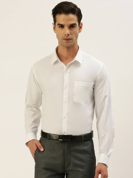 Ramraj Cotton Mens Full Sleeve White Shirt Plus Size - Breeze Cotton