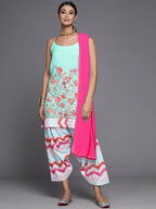 Ahalyaa Women Blue Floral Printed Kurta with Patiala & With Dupatta - Distacart