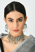 Mominos Fashion Johar Kamal Oxidised Silver-Plated Alloy Finish Mirror Choker For Women - Distacart