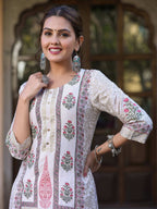 Juniper Women's Pink Viscose Shantoon Festive Printed Straight Kurta - Distacart
