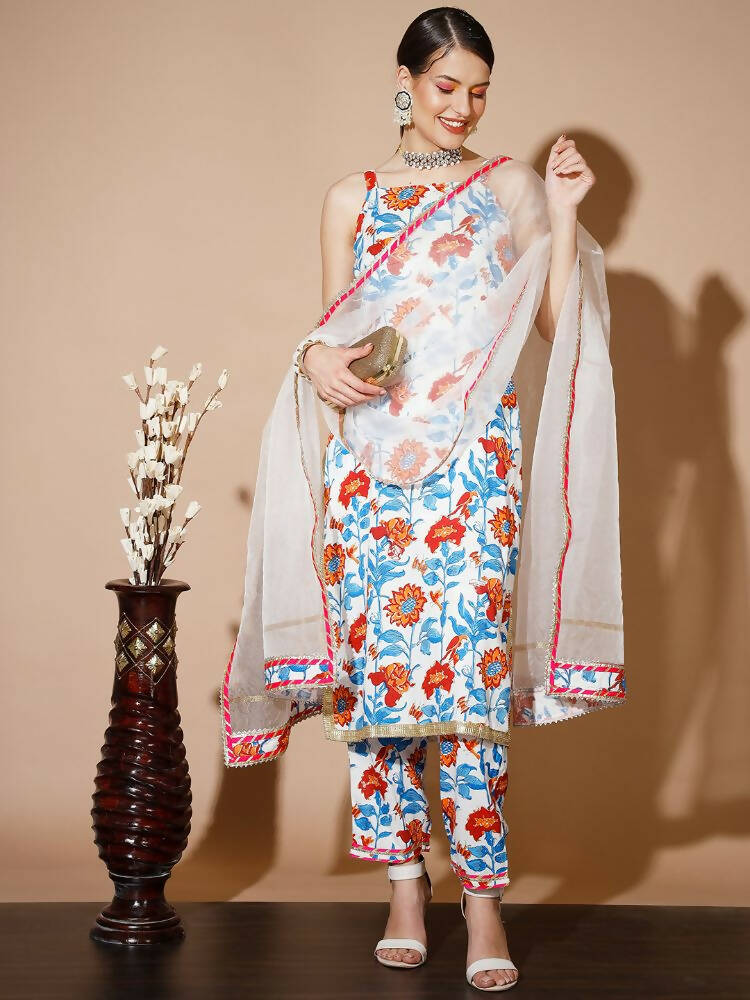 Myshka Women Multi Printed Kurta & Trousers With Dupatta - Distacart