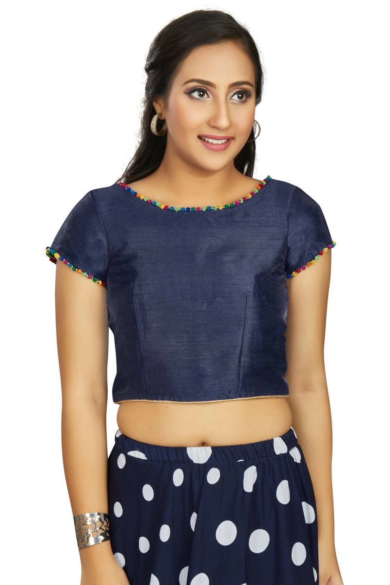 Aastha Fashion Women's Navy Blue Art Silk Designer Party Wear Readymade Blouse