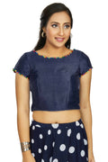Aastha Fashion Women's Navy Blue Art Silk Designer Party Wear Readymade Blouse