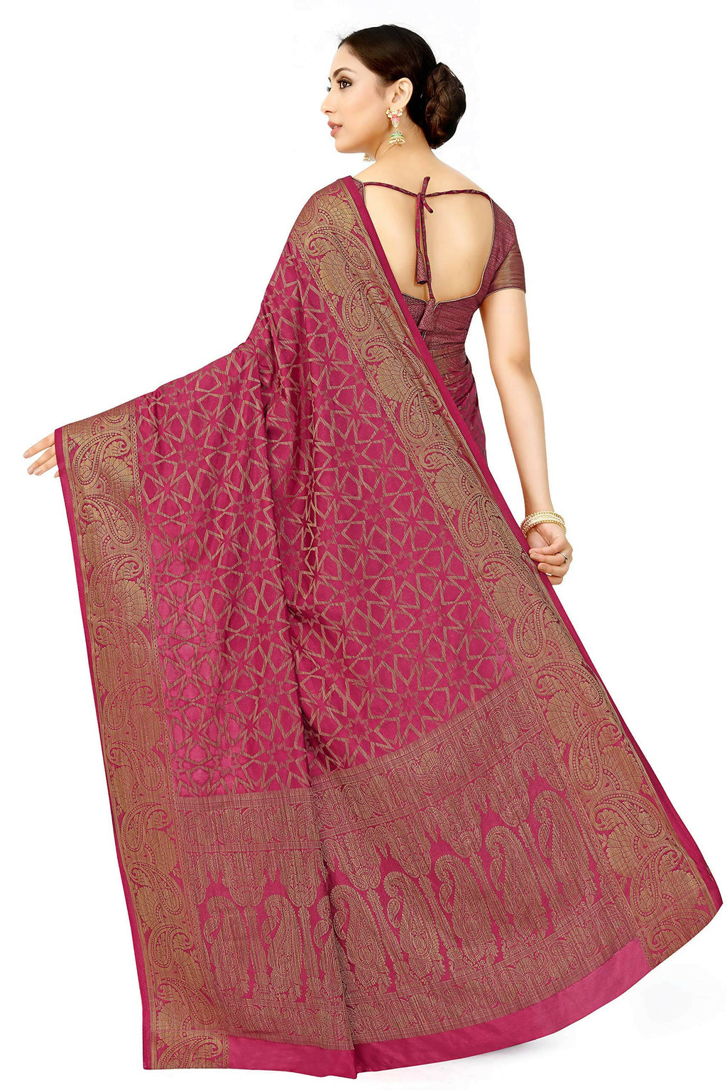 Mimosa Women's Pink Patola Art Silk Saree - Distacart