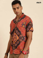 Red Relaxed Floral Opaque Printed Casual Resort Shirt - Mahotsav