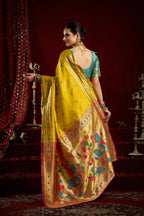 Joban Fashion Yellow Paithani Silk Blend Butti Saree - Distacart
