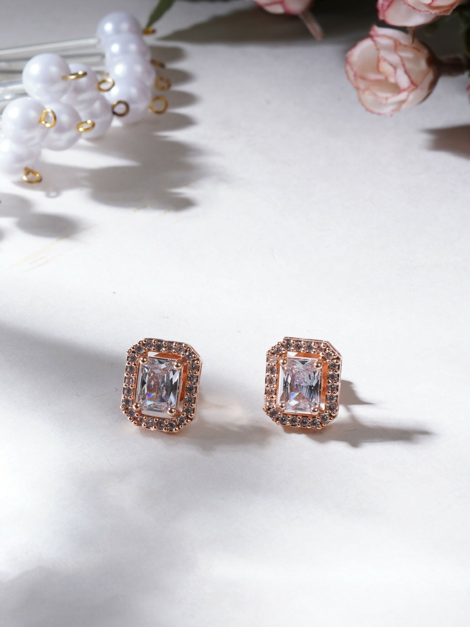 stone stud (Rose gold) - Ruby Raang - Distacart