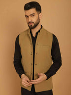 Even Apparels Pure Wool Nehru Jacket - Beige