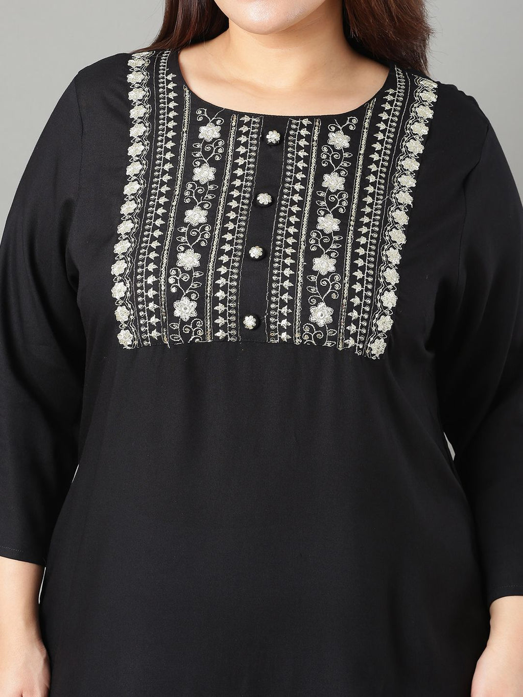Sztori Floral Embroidered Yoke Design Sequined Straight Kurta