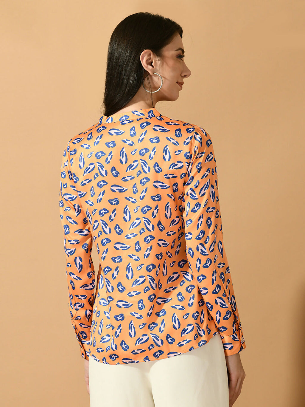 Myshka Women's Multi Satin Printed Smart Shirt