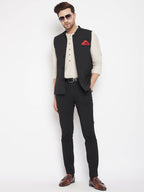 Even Apparels Black Merino Men Woven Nehru Jacket PW668 - Distacart