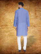 Even Apparels Men's Pure Cotton Blue Striped Kurta