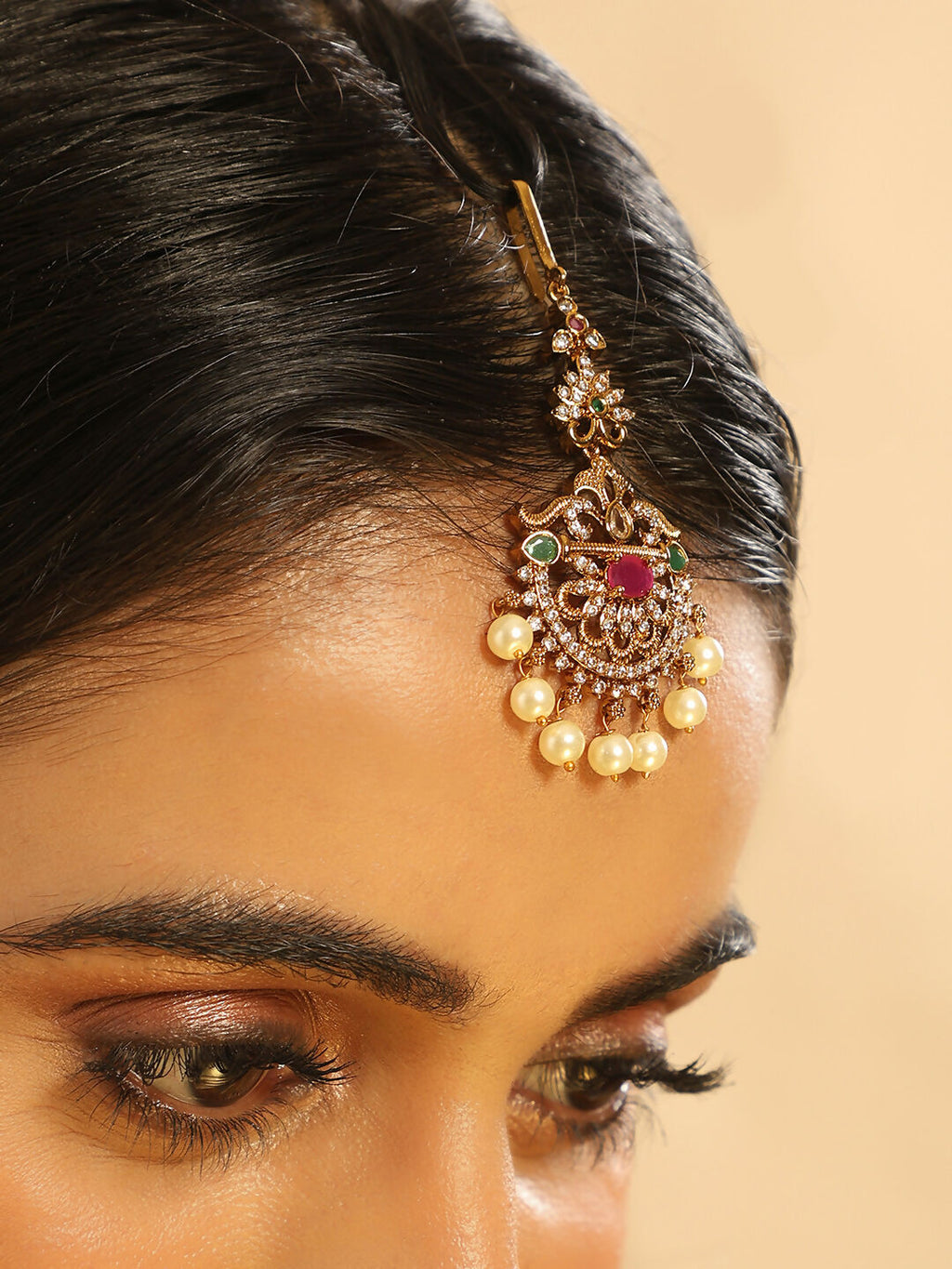 Nuyug 18K Gold Plated Ethereal Gulabi Stone Maang Tikka - Distacart