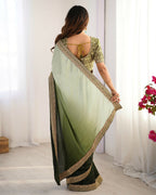 Exclusive Collection Pista Green Party Wear Chinon Salk Saree