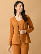 Myshka Women's Mustard Solid Solid Jacket