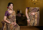 Wine Pure Banarasi Crush Pure Khatli work Designer Saree With Blouse. - Rajasvi