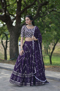 Vastranavya Faux Blooming With Sequins And Thread Embroidered Work Lehenga Choli With Dupatta - Purple