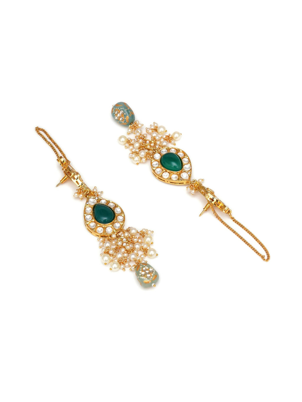 Kundan Choker with Matching Earrings & Maang Tikka Jewellery Set (Gold) - Ruby Raang