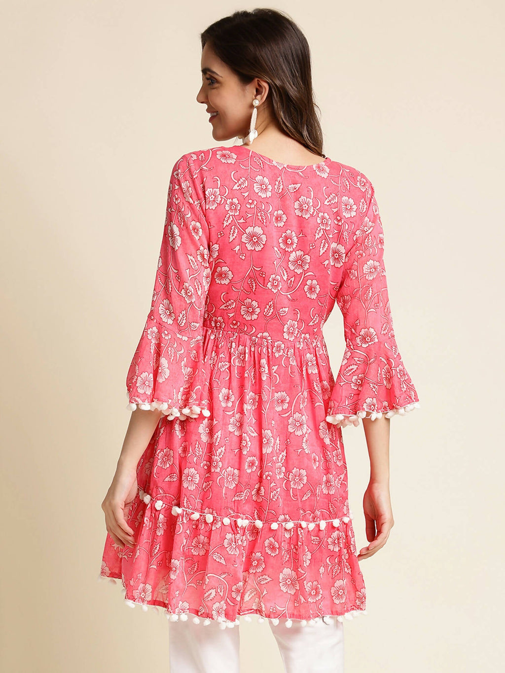 Pink Cotton Floral Printed Top - Himanshi