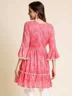 Pink Cotton Floral Printed Top - Himanshi