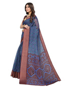 Vamika Cotton Blue Jari Border Bollywood Style Saree (VASU BLUE) - Distacart