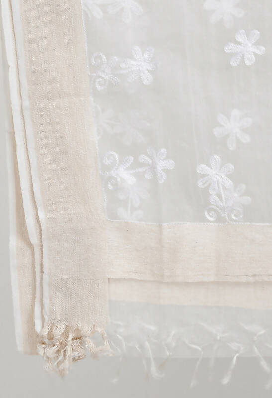 Mominos Fashion Moeza Women's Orgenza All Over Chikan Work White Dupatta - Distacart