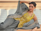 Anaita grey Chinon Readymade Shrug Suit with Heavy Embroidery Work - Distacart