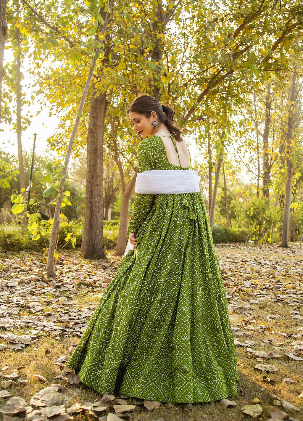 Green Pure Maslin Bandhej Print Work Stitched Suit With Dupatta - Anbazaar - Distacart