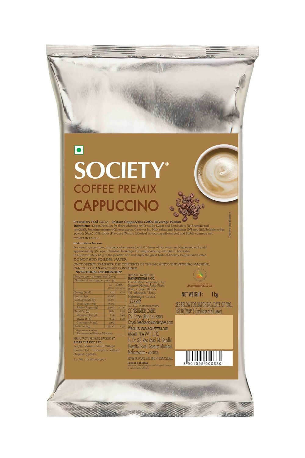 Society Cappuccino Premix Pouch - Distacart