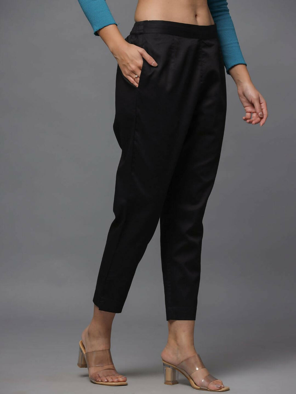 Juniper Women's Black Solid Straight Slim Pant - Distacart