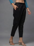 Juniper Women's Black Solid Straight Slim Pant - Distacart