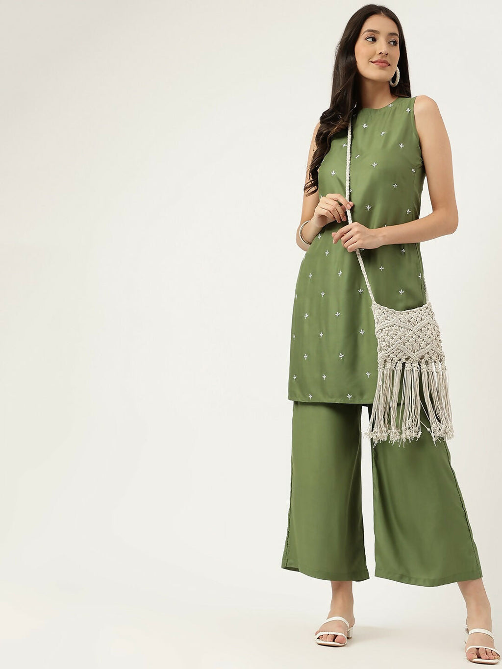 Joban Fashion Green Rayon and Embroidered Work Straight Kurta Bottom Set