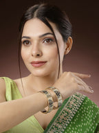 NVR Women's Set of 2 Gold-Plated Peacock Design Meenakari Handcrafted Bangles - Distacart