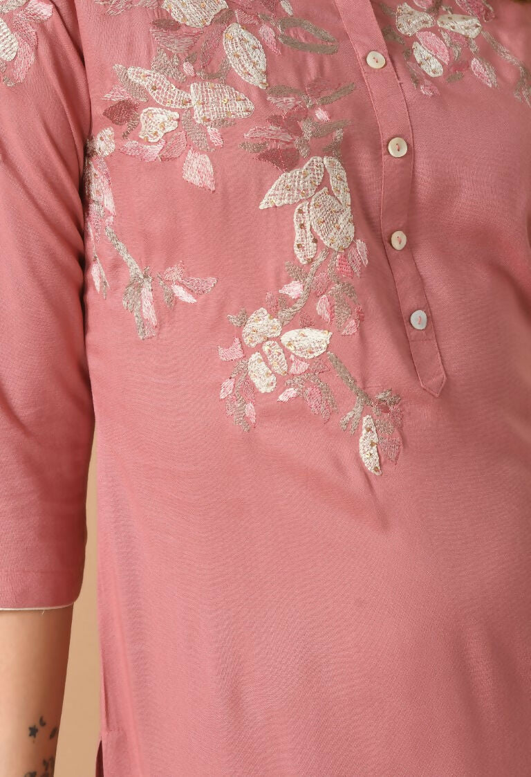 Joban Fashion Rose Gold Cotton Rayon Kurta Set