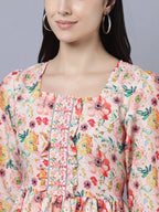 Myshka Women Multicoloured Printed Fit and Flare Ethnic Dress - Distacart